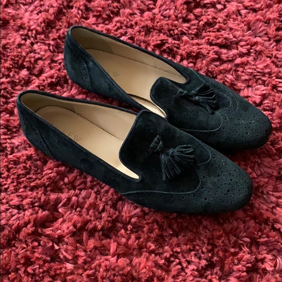 J. Crew Black Suede Tassle Flats